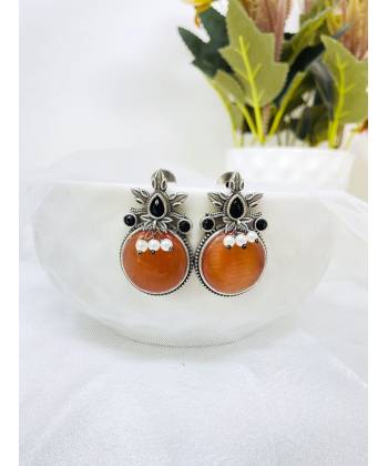 Ethnic Oxidised Orange Earrings Perfect for Wedding and Festival